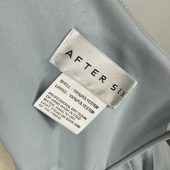 AFTER SIX 6849 One-Shoulder Draped Cowl-Neck Maxi Dress Mist Light Blue Size 8 - Picture 6 of 8